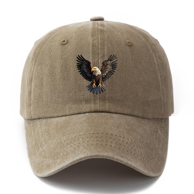 A Stylish And Versatile Baseball Cap Featuring a Printed Eagle Design Suitable for Both Men And Women This Classic Retro Washed