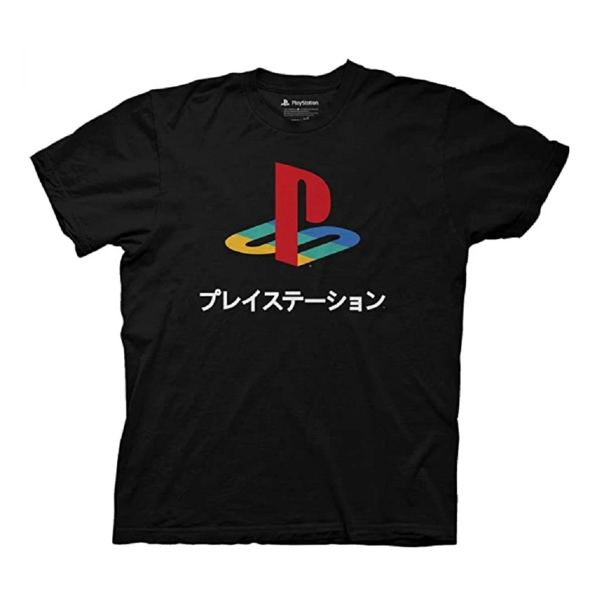 Playstation Sony Logo Japanese Kanji Gamer Adult T-Shirt XXXL