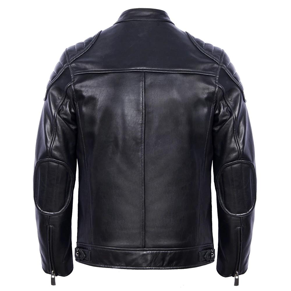 New Sheepskin Leather Jacket Men Motorcycle Biker Spring Natural Genuine Calfskin Leather Jackets Vintage Slim Short Male Coat