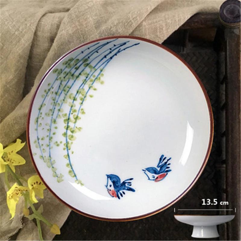 

Китайский чай Винтажная фруктовая тарелка Поднос для закусок Посуда для церемонии высокого чая Посуда Сервировка Керамический поднос для десертов на высоких ножках Керамическая тарелка