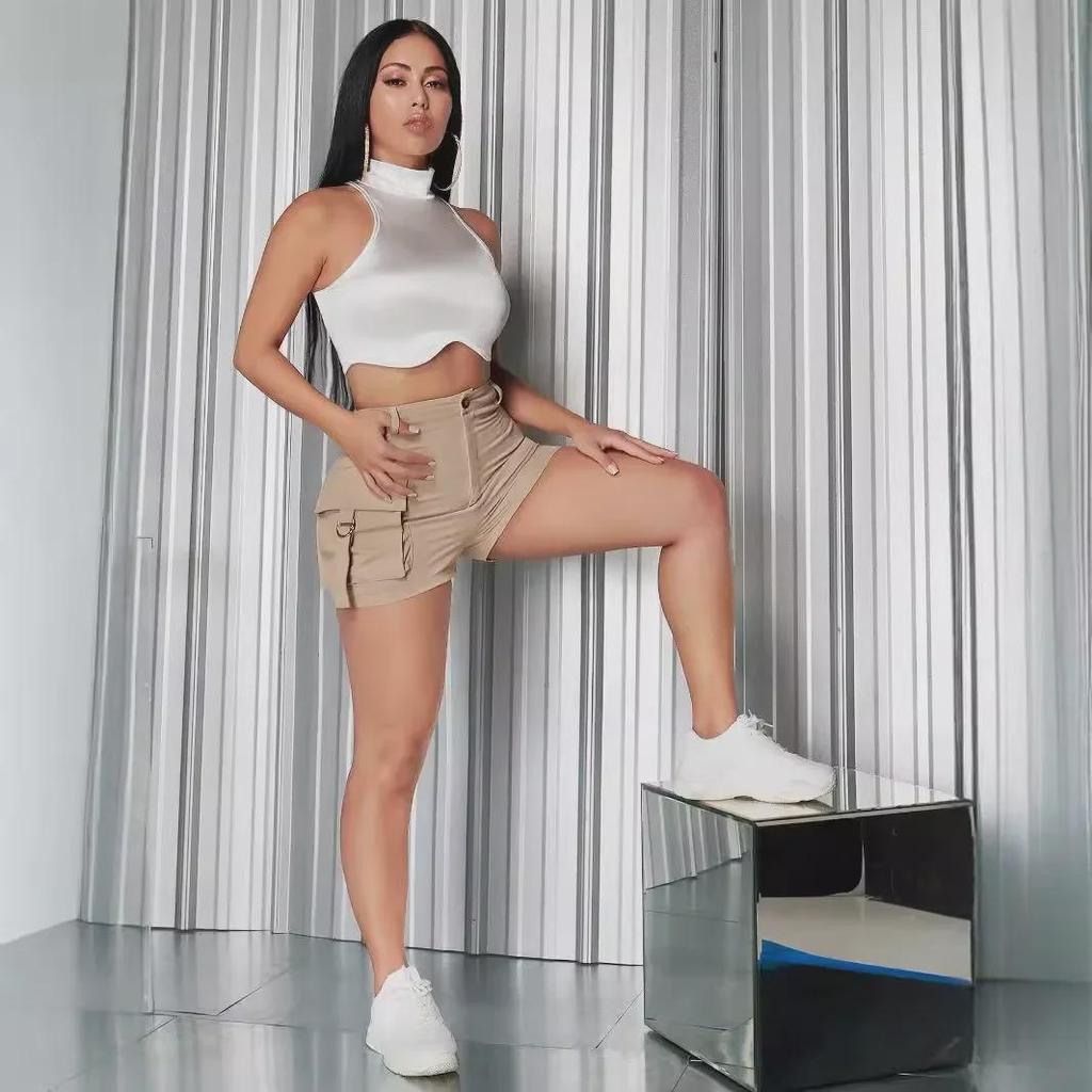 2024 Lässige Shorts mit hoher Taille und Taschen für Damen – Sommerausgabe