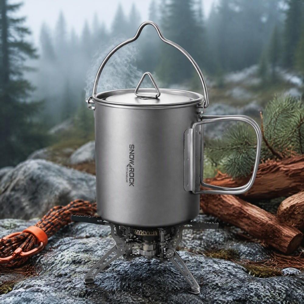 Foldable Handle Camping Water Cup With Lid Outdoor Tableware Portable Titanium Mug Picnic