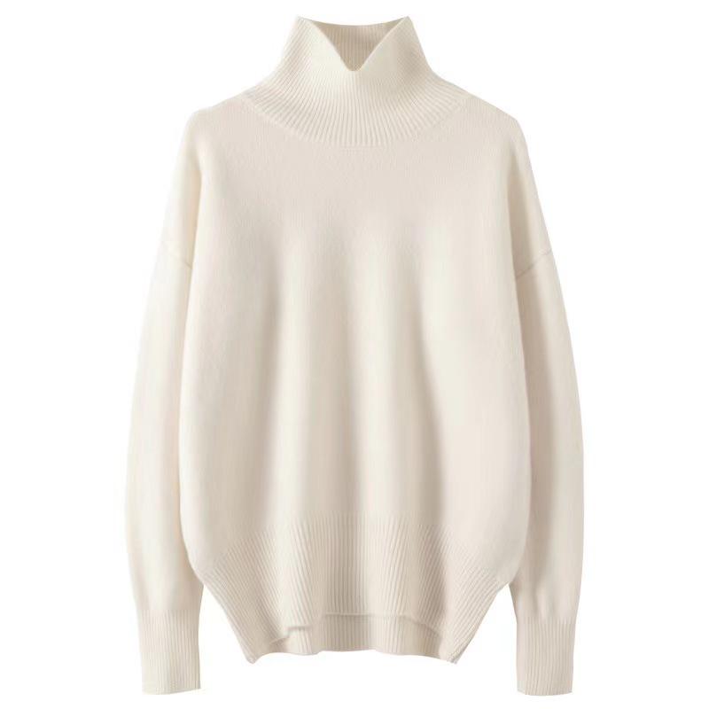 Women's High Neck Wool Sweater: Autumn/Winter Loose, Thick Knit, Versatile Fashion Style