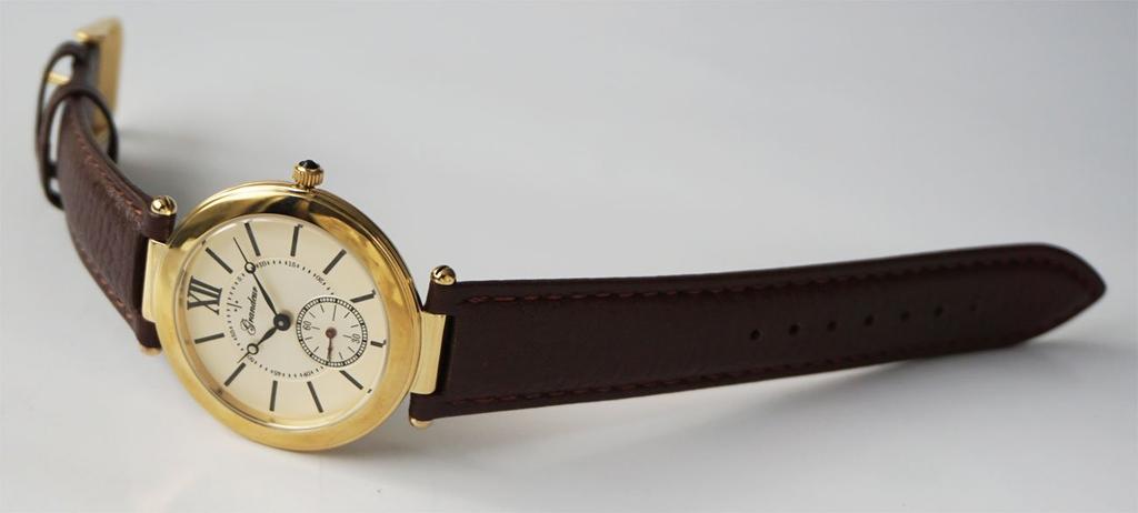 GRANDEUR Classical Small Seconds Watch GSX057G1 Gold Brown [Grandeur] Men's Case/Off-white Dial/Band Color