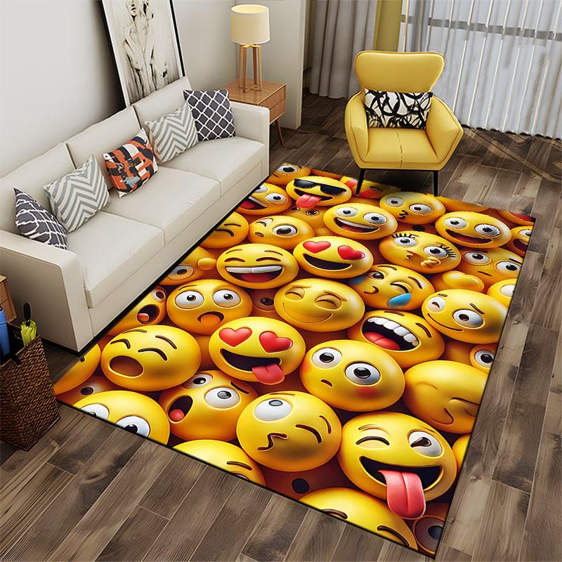 Smiley Faces Emoji Pattern Carpet suitable as a non-slip mat for the living room or bedroom sofa