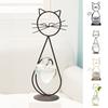 Decorative Ornament, Cat-Shaped Rust-Proof Iron Bracket with Transparent Glass Vase for Hydroponic Plants Desktop Decoration