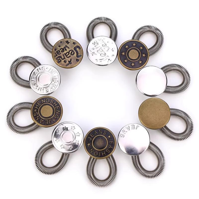 

Adjustable Jeans Waist Extender Button for Wide Waistbands: No-Sew Metal Buckle, Small to Large Fit. Silver Random 1 Piece