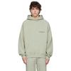 Fear of God Essentials Fleece Pullover Hoodie With Solid Color Logo Unisex Tops Green Concrete FOG-FW21-107
