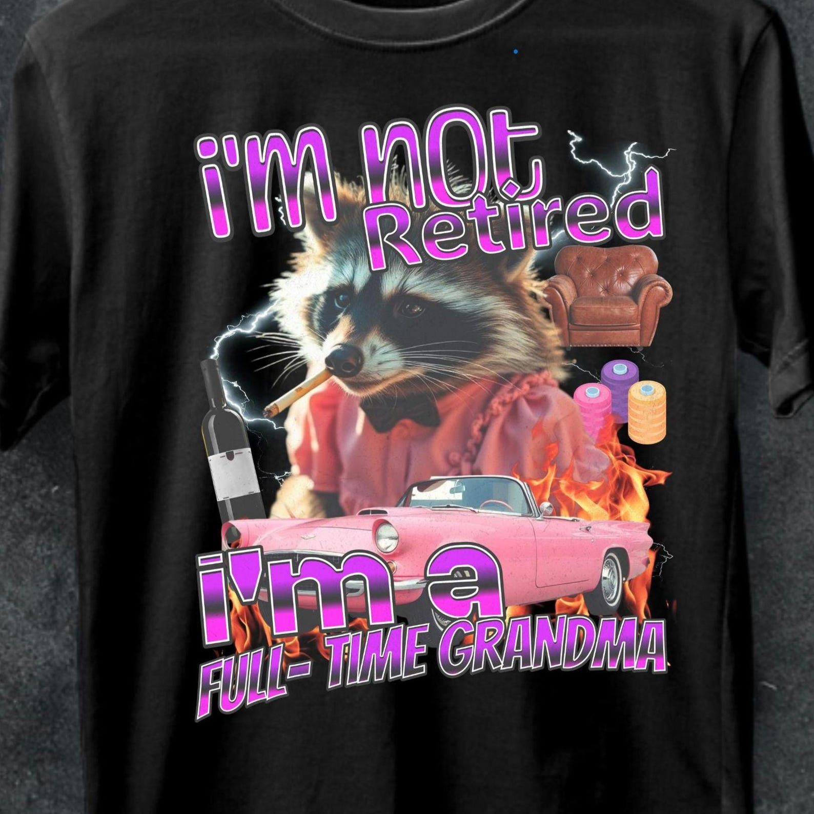 Funny Full-Time Grandma T-Shirt: Meme Graphic Tee S