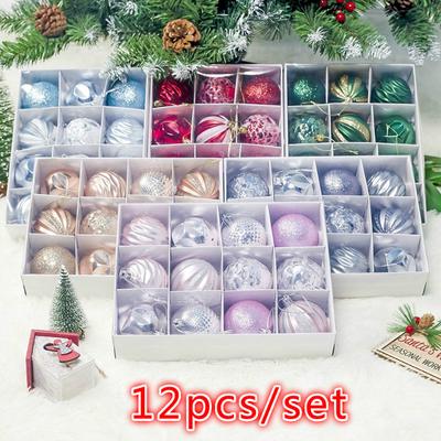 6cm 12ks / Set 6Colors Vianočná guľa Zdobený stromček Priemer Vianočná guľa Zdobený darčekový prívesok.