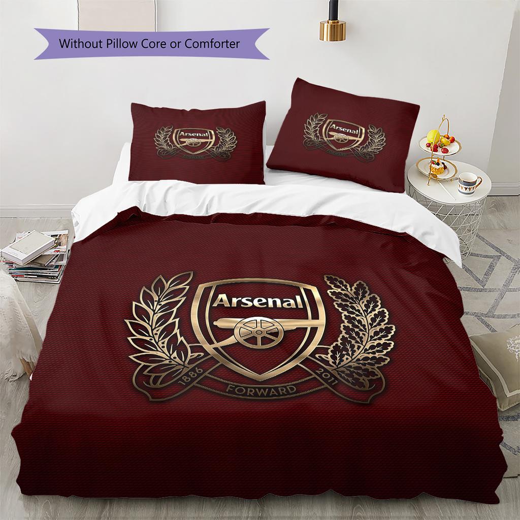 Set Copripiumino Trapuntato con Motivo Arsenal Football Club Decorazione per la Casa Regalo (1 * copripiumino + 2 * federe senza imbottitura)