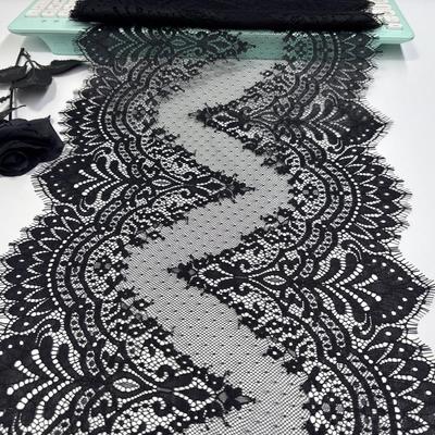 3m X 34cm Black French Chantilly Lace, Non-stretch Eyelash Lace Fabric for Sewing, Bra, Underwear, Lingerie, Dress, Garment, Crafting