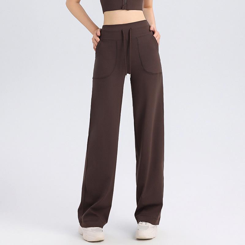 

Женские брюки для йоги клеш с высокой талией, кулиской и карманами Small