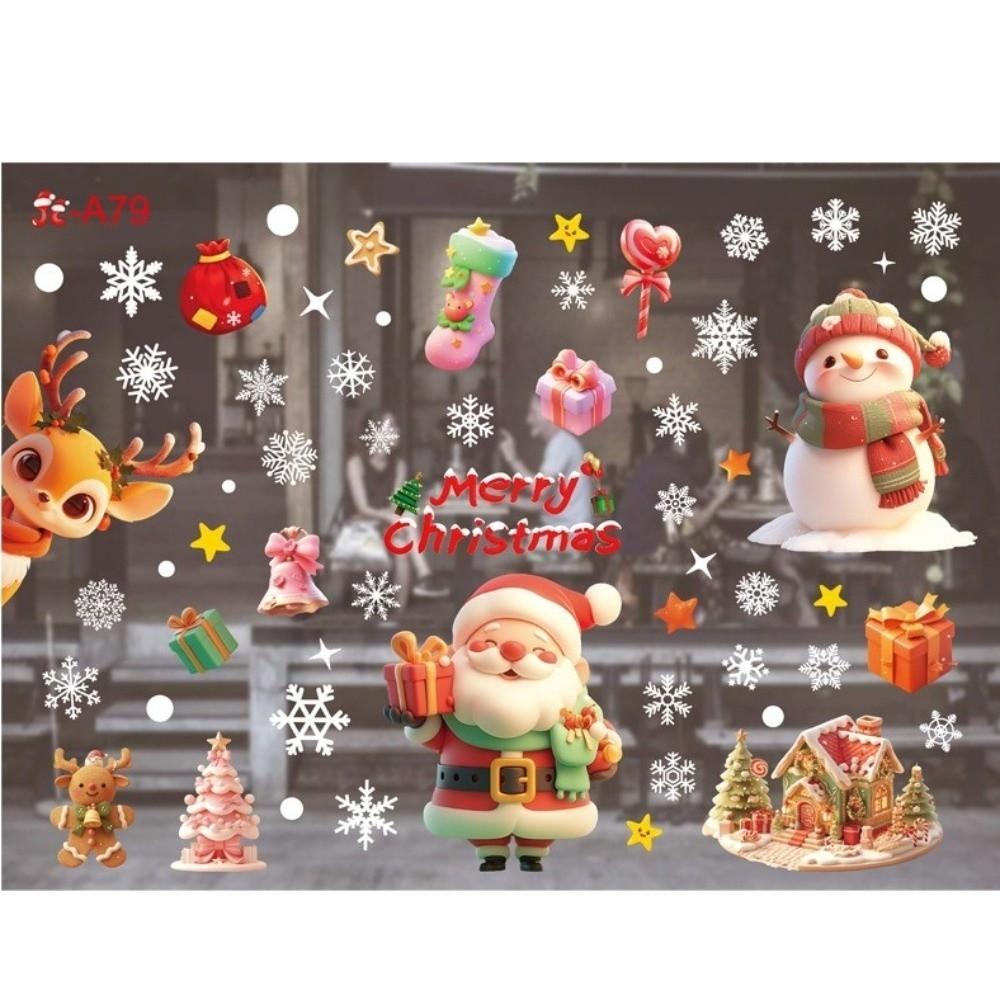 Schneeflocke Alter Mann Bunt Weihnachten Fensteraufkleber Frohe Weihnachten Thema PVC Festival Party Aufkleber Neujahr