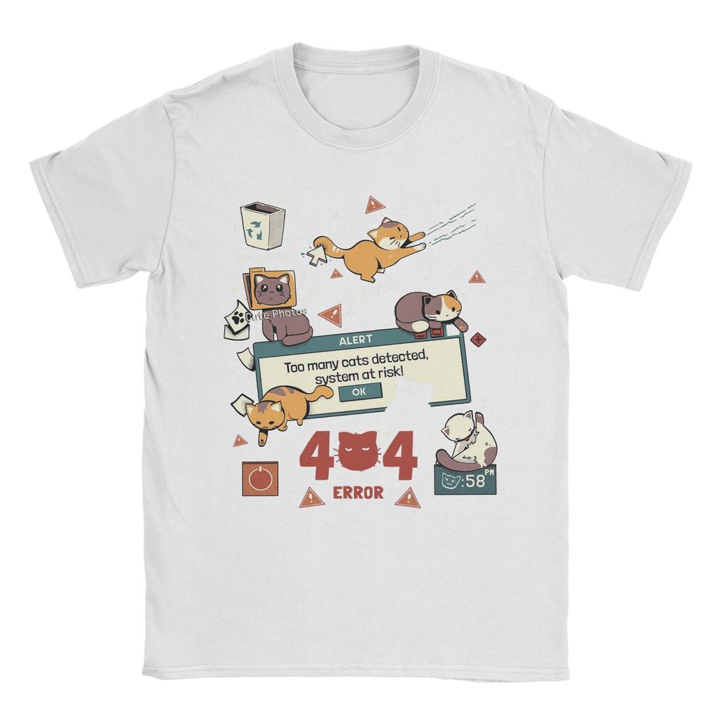 Men Too Many Cats Alert Playing Computer T Shirts  100% Cotton Clothing Casual Short Sleeve Crew Neck Tee Shirt Party T-Shirt