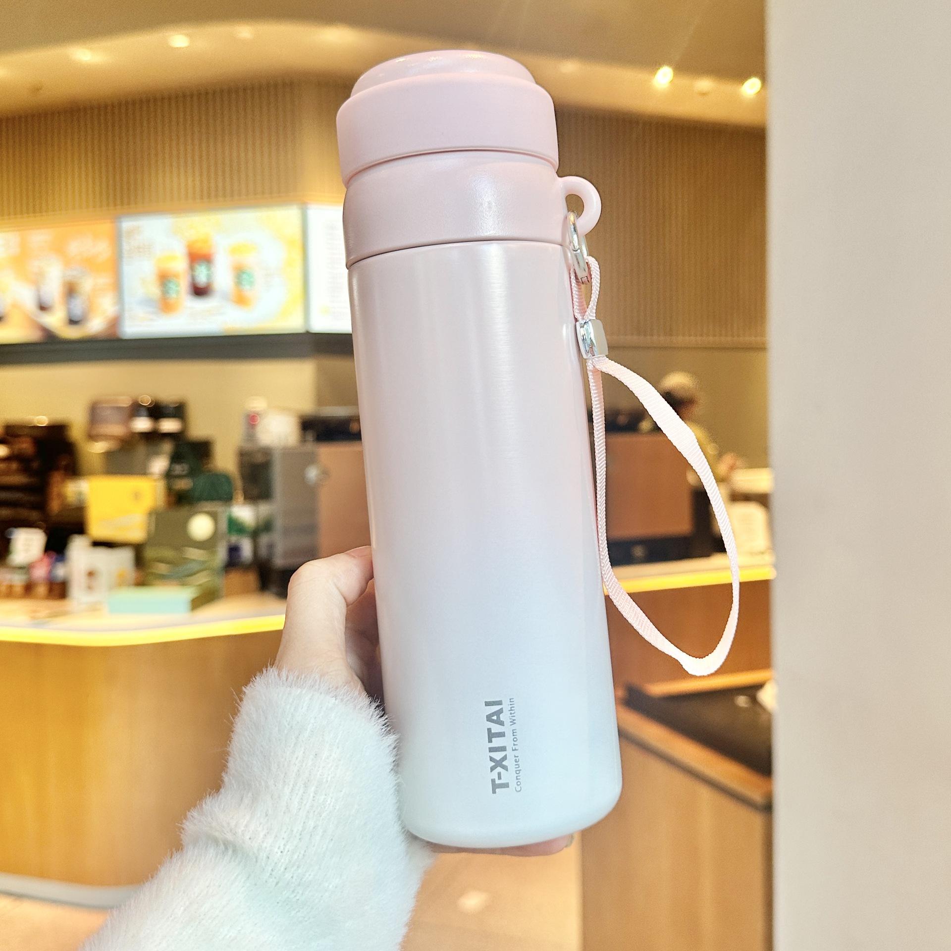 Light luxury thermos cup with straw, high-value, cold-retaining, new model 2025, dual-drinking cup, 316 portable cup 316 portable cup