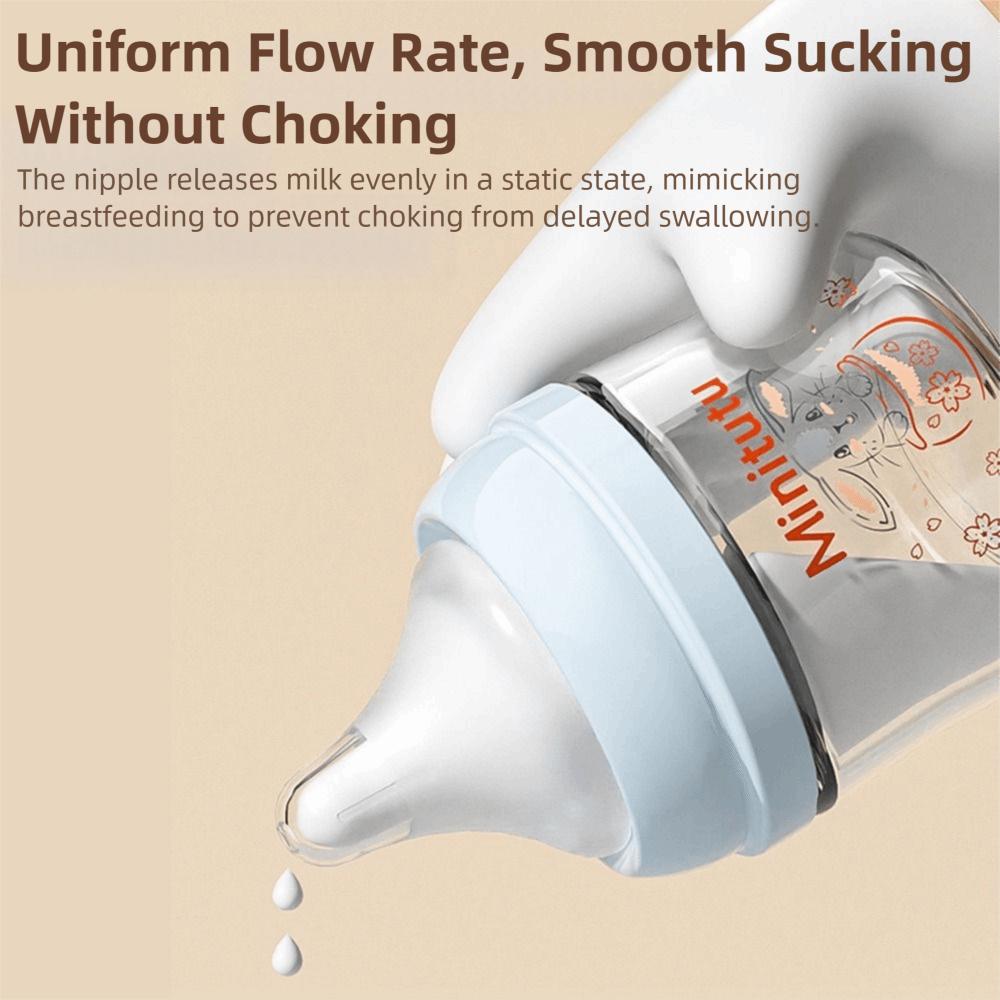 Cartoon Newborn Glass Bottle Rabbit Pattern Baby Feeding Bottle Baby Milk Bottle Learning Drinking