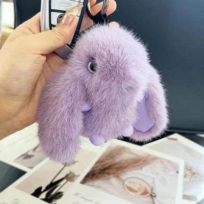 Flauschiger Kaninchen Pom Pom Hasen Schlüsselanhänger Für Damen Mädchen Tasche Autoschlüsselanhänger Niedlicher Hasen Schlüsselring An Tasche Auto Anhänger Geschenk