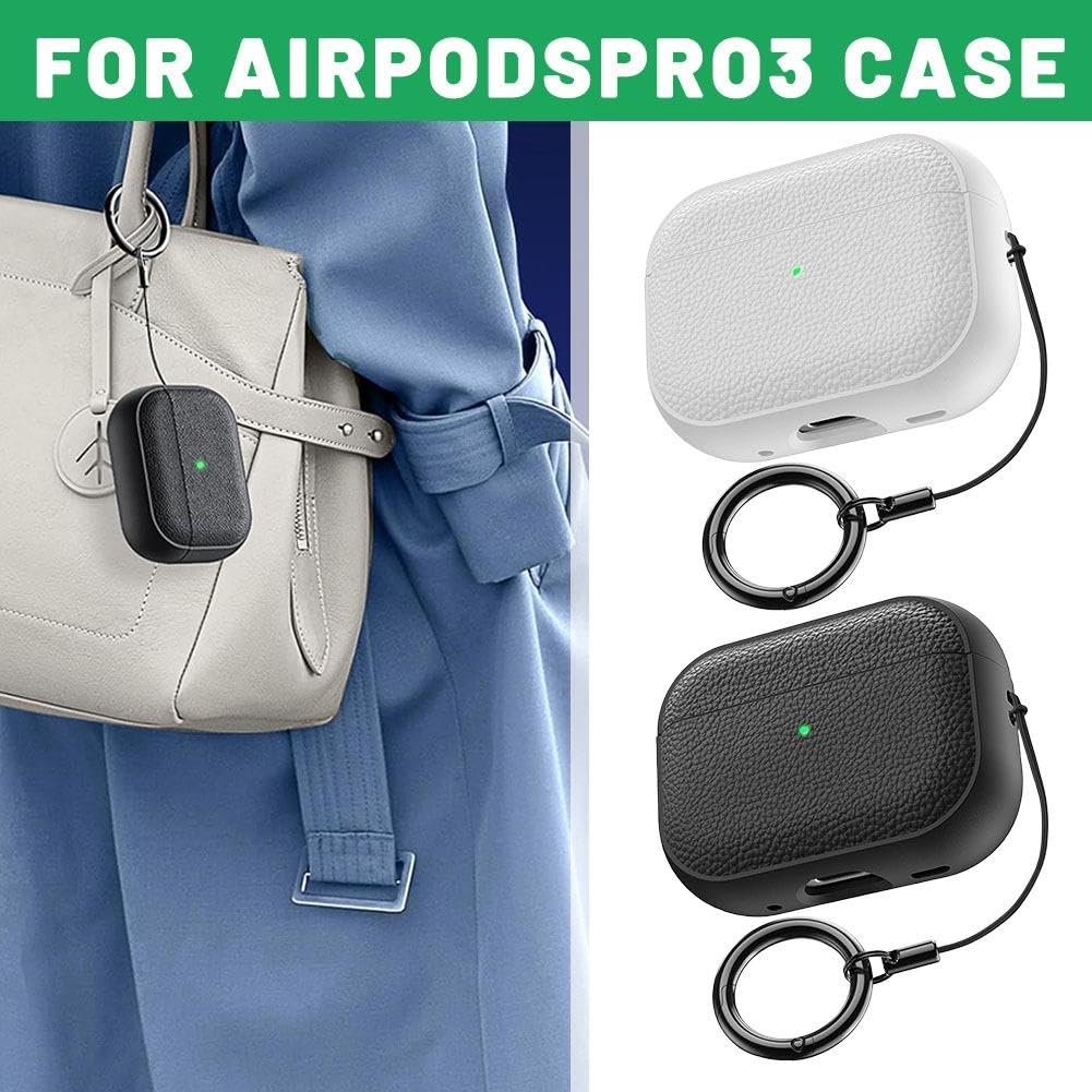 Für AirPods Pro 3/Pro2/Pro Kopfhörerhülle Leder-Textur TPU Schutzhülle mit Lanyard für AirPods 4. Generation