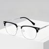 1pc Black Silvery Metal Frame Glasses Detachable Lenses Stylish Eyewear for Men Women