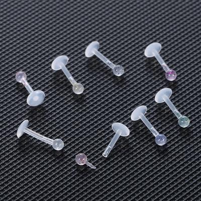 8 ks/lot 16G 6/8/10mm Barevný piercing rtu Akrylový Flexibilní Zatlačovací Monore Labret Piercingy do Ušní Chrupavky Tragus Šperky Bioplast