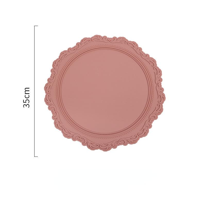 Spitze Silikon Platzset Isoliert Geprägt Schüsseln Tassen und Untertassen Verbrühschutzmatte Hochtemperaturbeständig Europäisch Retro