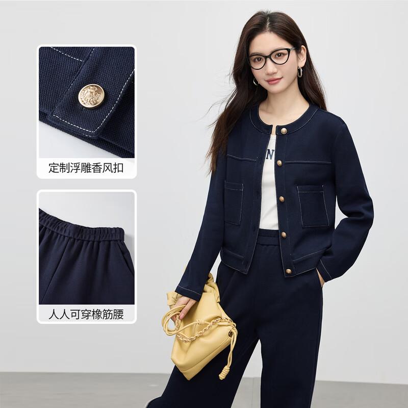 SLLSKY Women s Casual Short Coat & Wide-Leg Pants Set XL