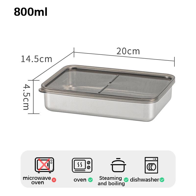 2000ML/1000ML/800ML/400ML Recipiente de armazenamento de alimentos Aço inoxidável Mini caixa de armazenamento de cozinha com tampa à prova de vazamento Acessórios de cozinha