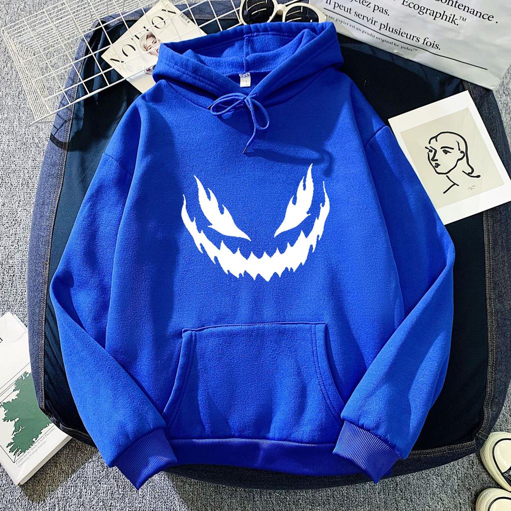 High-Quality Fashion Trendy Printed Autumn Winter Frayed Edge Emoji Printed Hoodie Sweatshirt Unisex Korean Style Trendy Casual