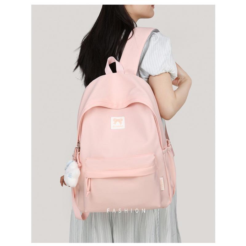 Schoolbag female ins cute junior high school students large capacity campus backpack for primary and secondary school students solid color fresh