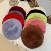 Elegant White Rabbit Fur Beret For Women Cozy Winter Hat Fashionable Painter Cap