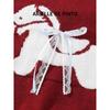 French Arielle De Pinto Girls' Winter Sweater, Red New Year's Greeting Knitwear for the Year of the Horse