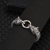 Stainless Steel Viking Wolf Head Bracelet with Franco Link Chain for Men