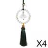 Car Mirror Hanging Accessories Glass Lotus Tassel Pendant Rearview Decoration for Home Office Car Charm Gift