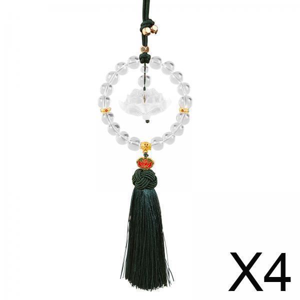Car Mirror Hanging Accessories Glass Lotus Tassel Pendant Rearview Decoration for Home Office Car Charm Gift