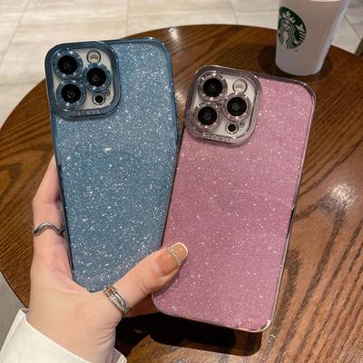 For IPhone 16 Eye Plating Sparkling Powder Phone Case for Apple 15 Promax Straight Edge Transparent All Inclusive Protective Cover