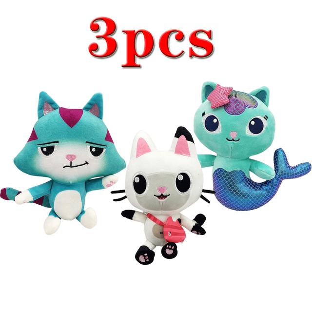 25cm 7-teiliges Gabby's Puppenhaus Plüschtier Zeichentrick-Stofftier Meerjungfrauenkatze Meerjungfrauen-Plüschpuppe Weihnachtsgeschenk für Kinder