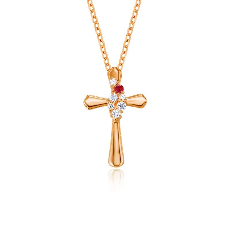 Dainty Women Fashion Jewelry Religious Faith Personalized Birthstone Cross Pendant Necklace for Girl Gift