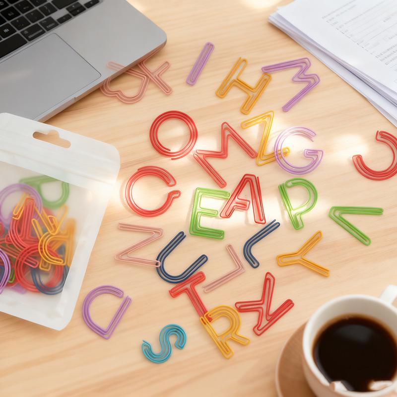 Colorful 26-Piece Letter Paperclip & Bookmark Set - Office & Planner Supplies