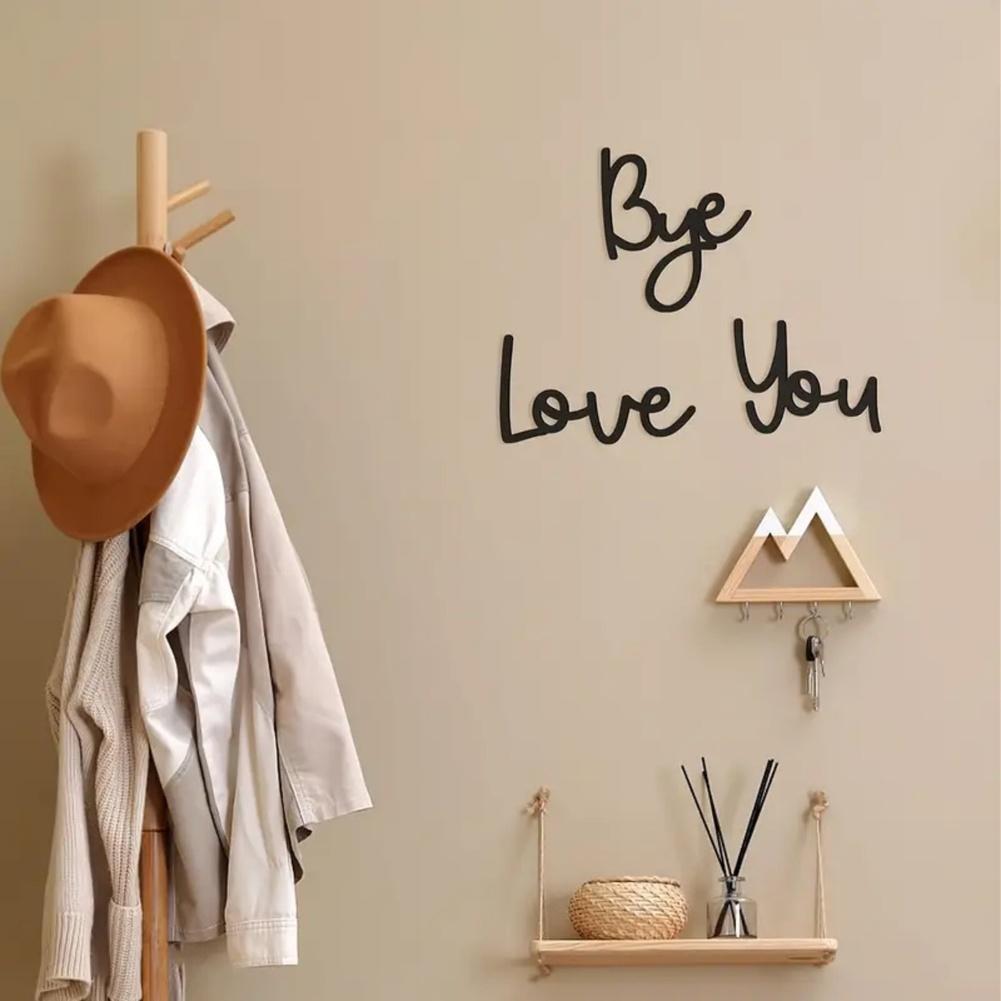 Love You Bye Sign Wall Decor In Rustic Boxwood Hanging Decoration for Hallways and Rooms Offering a Cozy and Warm Ambiance