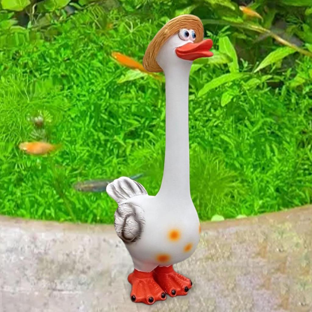 Duck Ornament Garden Decoration Cute Collectible Resin Ornament Long Neck Goose Sculpture for Home Tabletop Porch Indoor Lawn