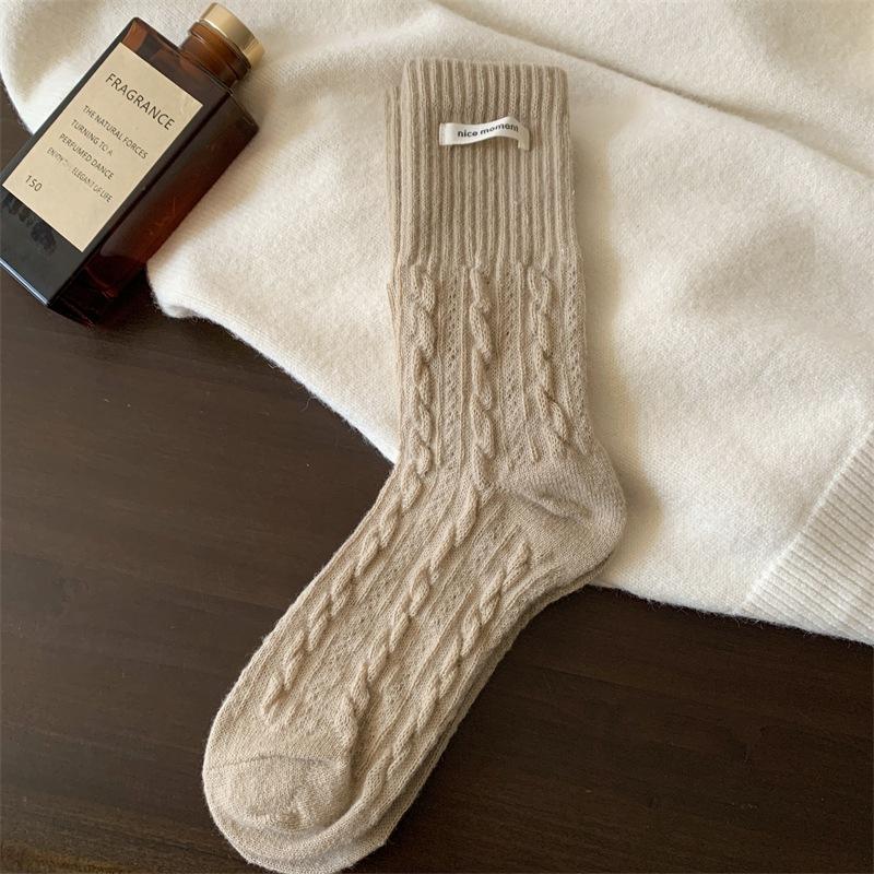 Women's Autumn and Winter Style Thick Plush Warm Twist Cloth Standard Wool Sleep Long Pile Socks