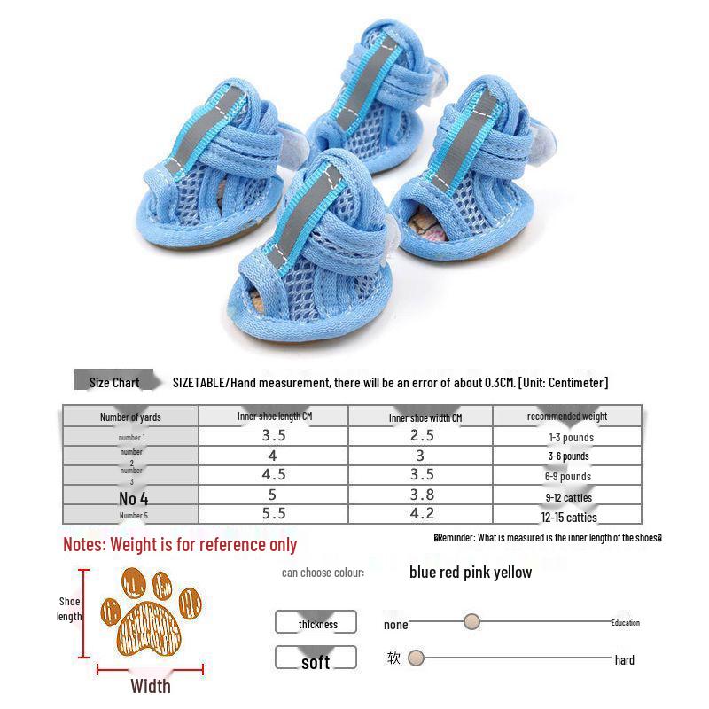 

Breathable Mesh Non-Slip Pet Sandals for Small Dogs - Ideal for Spring and Summer Size 3
