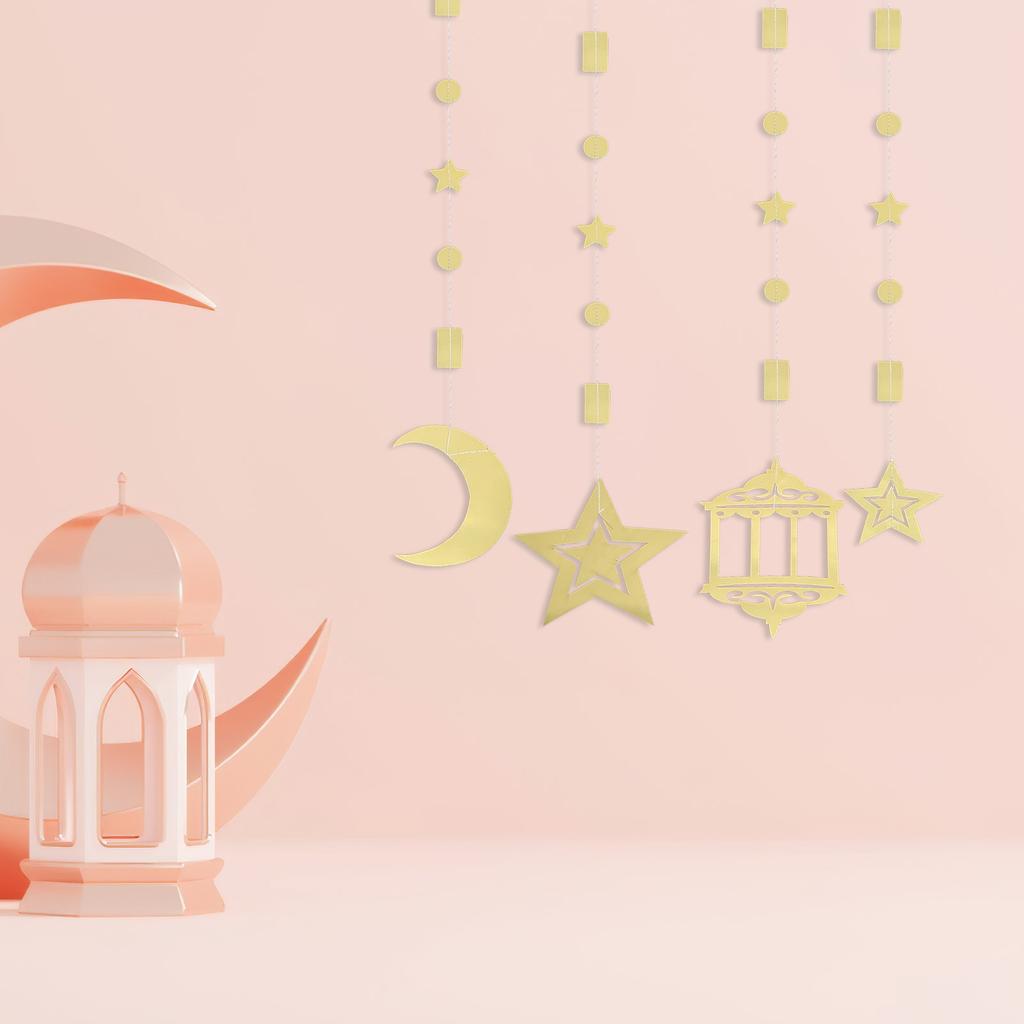 6Pcs Eid Hanging Decoration Ramadan Mubarak Party Supplies Festive Ceiling Ornaments for Islamic Festival Home Decor