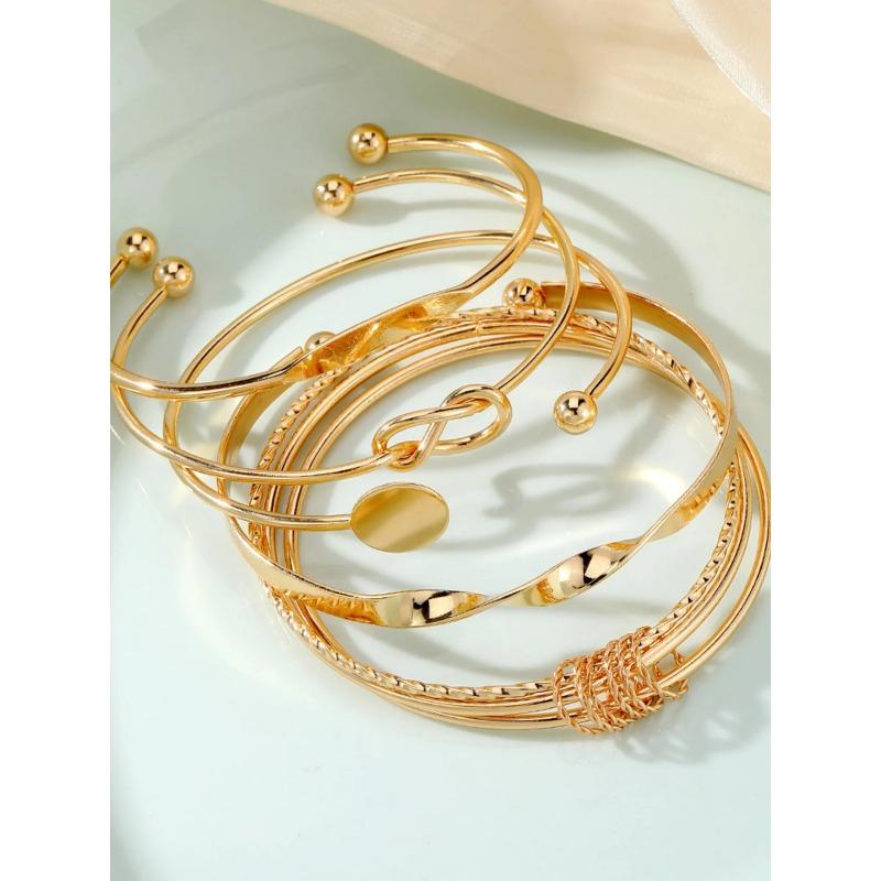 5pcs Punk Multilayer Bracelets for Female Elegant Delicate Twist Sparkling Adjustable Bangles Jewelry Couples Gifts