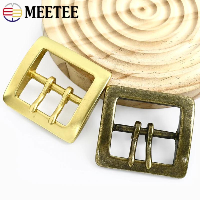 Boucles de Ceinture Rétro pour Homme Meetee 40mm Boucles à Ardillon Cuivre Pur Boucle de Ceinture à Double Aiguille Boucle d'Ajustement de Sangle Accessoires de Couture