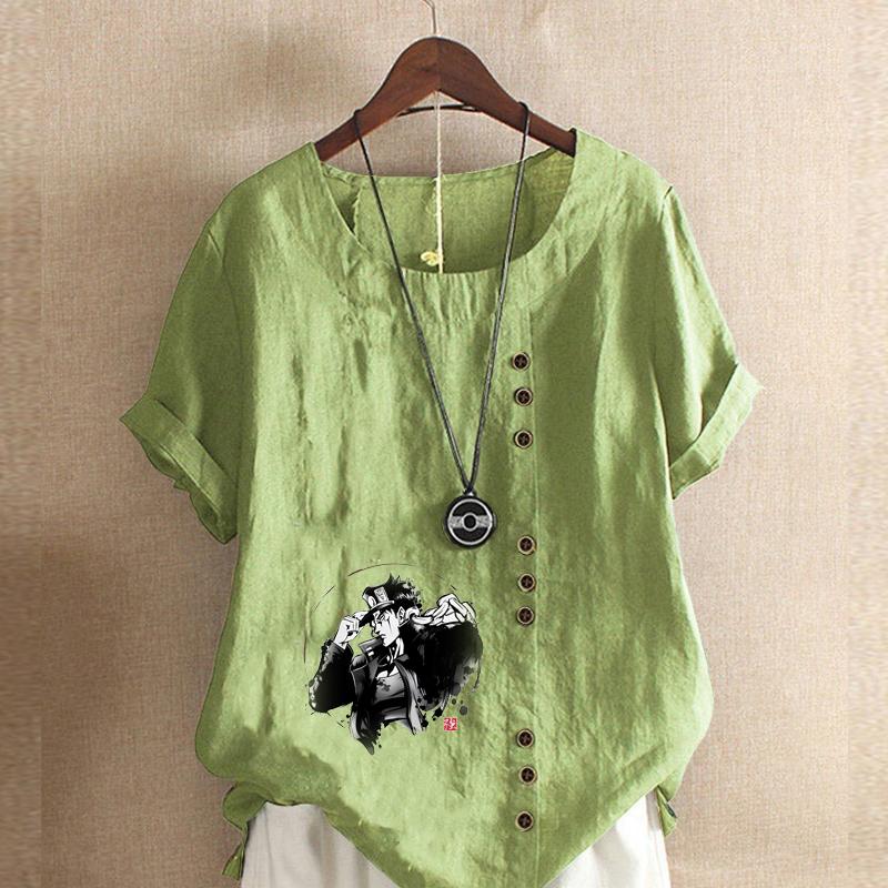 

Женская модная футболка с коротким рукавом и принтом крутого мужчины, свободная хлопковая футболка, повседневная свободная летняя блузка, топы, большие размеры 5XL зелёный