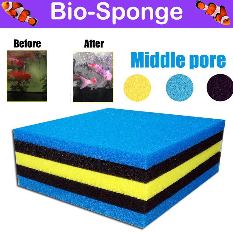 Aquarium Accessories Biochemical Decoration Filter Cotton Sponge Fish TankFilter Aquarium Pond Black Yellow Blue Sponge 25PPI