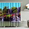 Bathroom Decor Waterproof Shower Curtain Tropical Waterfall Design for Bathtub Coverings White Color Polyester Fabric (200 x 180