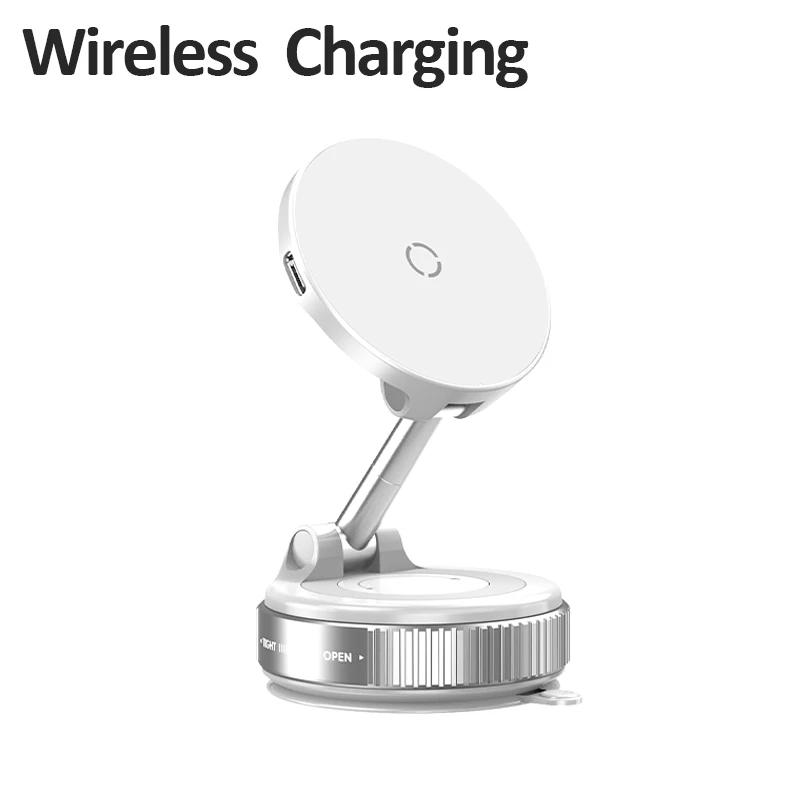

N52 Strong Magnetic Car Wireless Charger Phone Holder 360° Rotation Vacuum Suction Cup For Tesla Magsafe iPhone 12-16 Series Gym